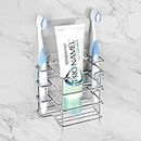 Linkidea Wall Mount Toothbrush Holder for Shower, Stainless Steel Tooth Brush Stand, Self Adhesive Wallmount/Countertop 3 Slots Organizer Compatible with Colgate Extra Clean, Oral-B CrossAction