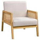 Yaheetech Armchair, Rattan Tub Chair with Rattan Sides, Rubberwood Legs for Living Rooms, Bedrooms, Lounges, Sunrooms, Beige