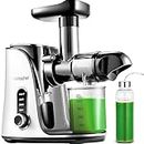 AMZCHEF Juicer with 2 Speeds Control - Juicer Machine with Higher Juice Yield for Fruits and Vegetables - BPA FREE Cold Press Juicer with Slow Masticating, Reverse Function to Avoid Clogging - White