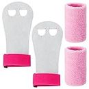 XINRUI 4Pcs Sports Gymnastics Grips Wristbands, Gymnastics Hand Grips Wristbands Sets with Pink Sweatbands Gymnastics Equipment Hand Grips for Girls Youth Kids