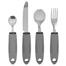 Adaptive Utensils, 4 Piece Wide and Weighted Utensils Kitchen Set, Non Slip Handles for Arthritis, Hand Tremors, Parkinson, Adaptive Eating Flatware, Knife, Fork, 2 Spoons