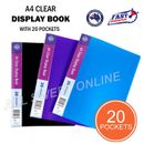 A4 Clear Display Book Folder 20 Pockets Art Diary Portrait Clear Folio AU Stock