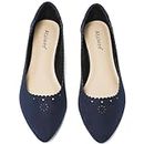 Ataiwee Women's Wide Flat Shoes - Casual Breathable Cute Comfortable Slip-On Flats.(2107001-2308,BL/MF,UK8 Wide)