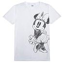 Disney Mickey Mouse-Skizze Damen-Boyfriend Fit T-Shirt Weiß XL | Geburtstagsgeschenkidee für Frauen, Lose Baggy Maxi-Damenmode Top
