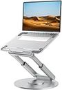 PLIXIO Adjustable Laptop Stand with 360° Rotating Base Tabletop Laptop Stand Ergonomic Foldable Portable Laptop Stand Holder Compatible for MacBook, HP, Dell, Lenovo & All Other Notebook (Sliver)