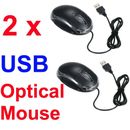 2 x WIRED USB OPTICAL MOUSE FOR PC LAPTOP COMPUTER ANDROID BOX SCROLL RED LED UK