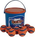 ChuckIt! Ultra Ball Dog Toy Chuckit Bucket Durable Rubber Dog Ball and Bucket High Bounce Floating Chuck It Launcher Compatible Toy Balls For Dogs with Carrier, 8 Pack, Medium