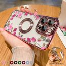 Women Flower Slim Plating Case For iPhone 14 Pro Max 13 12 11 Lens Protect Cover