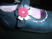 Nuevos Zapatos Rachel para Niñas Pequeñas 6M Mary Jane Azul Marino con Flor NUEVOS SIN ETIQUETAS (Sin Caja)