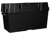 Büttner Elektronik Caravan Black Plastic 110amp Leisure Battery Box with Straps and Divider