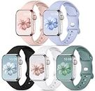 CeMiKa 5 Pack Straps Compatible for Apple Watch Strap 41mm 38mm 40mm 42mm 44mm 45mm 49mm, Soft Silicone Sport Strap for iWatch Strap Series 9 8 7 6 5 4 3 2 1 SE, Women Men, 38mm/40mm/41mm-S/M