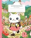 Cheerful Cat Composition Notebook: Sweet Cat Illustrations, Wide Ruled | Perfect for School, Office, & Work | Cute Stationery, Paperback