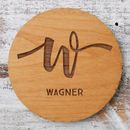 Personalization Mall Script Initial Engraved Wood Coaster Wood in Brown | 5 H x 3.88 W x 3.88 D in | Wayfair 36559