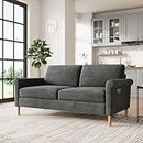 Vesgantti 65.1''Loveseat Sofa Couch for Living Room, Modern Sofa,Small Couches for Small Spaces,Upholstered 2-Seater Love Seats Couch for Bedroom, Apartment, Home Office, Tool-Free Assembly,Grey 01
