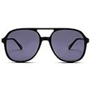 Pro Acme Polarised Retro Pilot Sunglasses Men and Women 70s Vintage Large Oversized Tinted Glasses UV400 Protection (Black/Grey)