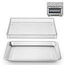 Stainless Steel Air Fryer Basket and Tray, Compatible with Cuisinart Airfryer TOA-060 and TOA-065, Stainless Steel Baking Pan, Cooking and Baking for Convection Toaster Oven, 1 Set, Silver