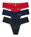Victoria's Secret The Lacie Thong Panty Set of 3, Red Cross / Ensign Cross / Black Cross, X-Large