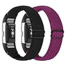 Janpso Bande élastique en Nylon Compatible avec Fitbit Charge 2 uniquement, ceinture de remplacement de sport en Nylon élastique réglable pour hommes et femmes
