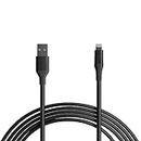 Amazon Basics Cable de carga USB-A a Lightning ABS, con certificación MFi, para Apple iPhone 14, 13, 12, 11 X Xs Pro, Pro Max, Plus, iPad, 3 m, Negro