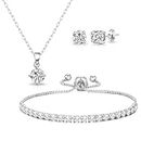 Philip Jones Silver Plated Solitaire Friendship Set Created with Zircondia® Crystals