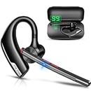 New bee Bluetooth Headset V5.2, Bluetooth Earpiece Handsfree with Dual ENC Mic Mute, Single Headset Wireless Earpiece 24 Hrs Talk 180 Days Standby for Driving/Business/Office with Android iOS Laptop