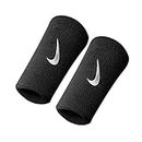 Nike Unisex's Swoosh Doublewide Wristbands (one Pair), Black/White, Size