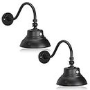 2 Pack - 10in. Black Gooseneck Barn Light LED Fixture for Indoor/Outdoor Use - Photocell Included - Swivel Head - 25W - 2000lm - Energy Star Rated - ETL Listed - Sign Lighting - 3000K (Warm White)