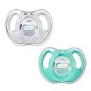 Tommee Tippee Ultra-light Soothers, 0-6 months, 2 pack of one piece silicone, BPA free soothers