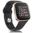 Mugust Silicone Bands Compatible with Fitbit Versa 2 / Fitbit Versa/Versa Lite/Versa SE, Classic Soft Straps Replacement Sport Wristbands for Fitbit Versa 2 Smart Watch Women Men (Black)