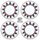 Pier 1 Imports O'TANNENBAUM 9.75" Salad Plate Set 4Pc Red Green Tree Italy Mint
