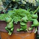 SZITW Garden Decor – Charming Frog Stuff, 3 Frog Statues Ornaments - Enticing Outdoor Garden Decorations