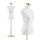 Luxsuite Female Mannequin Torso Display Stand Manikin Dress Form Dressmakers Sewing Fashion Tripod Base 160-177CM White
