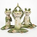 Bits and Pieces - Set of Three (3) Delightful Frog Statues - Durable Hand Painted Poly Resin Outdoor Sculptures - Each Frog Positioned in a Classic Yoga Pose - Home and Garden Décor