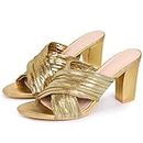 Allegra K Slouches-Sandalen zum Hineinschlüpfen mit Blockabsatz für Damen Gold 37