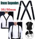 Heavy Duty Extra Wide Men's Adjustable Elastic Suspenders Clip On Braces Trouser