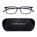 Read Optics Ultra Thin Blue Light Filter Computer Reading Glasses 0 to 2.5 Mens/Womens Stylish Eye Protecting Ready Readers Spectacles Block Bluelight, UV & Glare. In Slim Designer Style Pouch