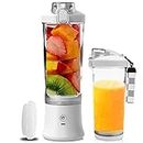Portable Blender USB Rechargeable, Personal Size Blender Juicer Machines Cup For smoothies and shakes, 20oz Mini Fruit Mixer Cup with Six Blades (White)
