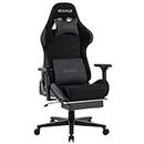 VESTEX VES-S1FTBK S1 Series Gaming Chair with Footrest, Black Fabric, Low Seat with Pocket Coil, Massage Function