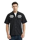 TopTie Personalized Work Shirt Uniform Heat Transfer Embroidered Workwear Add Your Logo Black-Black-L