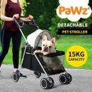 Pawz Pet Stroller Dog Cat Large Carrier Travel Pushchair Foldable Pram 4 Wheels