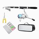 Fishing Pole Combo Set, 1.8M 5.9FT Collapsible Rods Spinning Reel X4 PE line Come Setup Already！ ministoream (Black)