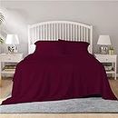YRM Bedding's 650TC Egyptian Cotton King Size Bedsheet with 2 Standard Pillow Cover (Wine, 18x28 Inches)
