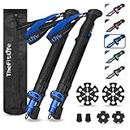 TheFitLife Collapsible Trekking Poles for Hiking – Lightweight Folding Walking Sticks with Extra-Long Foam Handle and Metal Flip Lock, Foldable (Blue, 115-135cm for 5'10''-6'2'' Height)
