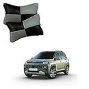 AUTOADDICT Auto Addict Square Grey Black Neck Rest Leatherite Car Neck Pillow Cushion 2 Pcs for Hyundai Exter