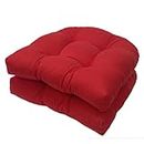 Outdoor Seat Cushions Set, 2pcs 19x19inch Soft Plump Filling Chair Seat Cushion, Patio Furniture Cushions, Tufted Chair Pad for Wicker Chair (Gray) (18.9x18.9inch, Red)