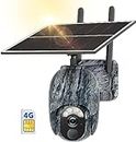 Xega 4G LTE Cellular Trail Camera Outdoor, videocamera da caccia 2K ad energia solare con panoramica a 360°, visione notturna a colori, allarme di movimento intelligente, impermeabile IP66