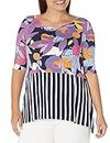 Zim and Zoe Women's Avenue Plus Size Top Pia Layered Blouse, Navy Pina Colada, 24
