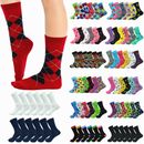 Womens 3-12 Pairs Cotton Casual Assorted Design Multicolor Crew Socks Size 9-11