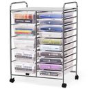Calorful 15 Drawers Rolling Storage Cart Organizer Metal in White | 34.5 H x 25 W x 14.5 D in | Wayfair HW-SA-53825CL