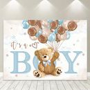 1pc Baby Bear Background 7wx5h Feet Cartoon Cute Brown Bear Take Balloons Baby Shower Birthday Party Decoration Photography Background Banner Photo Booth Studio